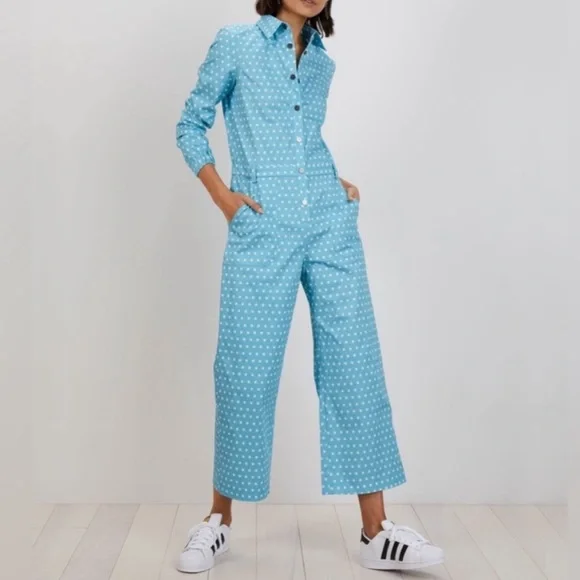 The Kit Black White Patterned Alex Jumpsuit Cropped Long Sleeve Size Medium Fall - Picture 12 of 12